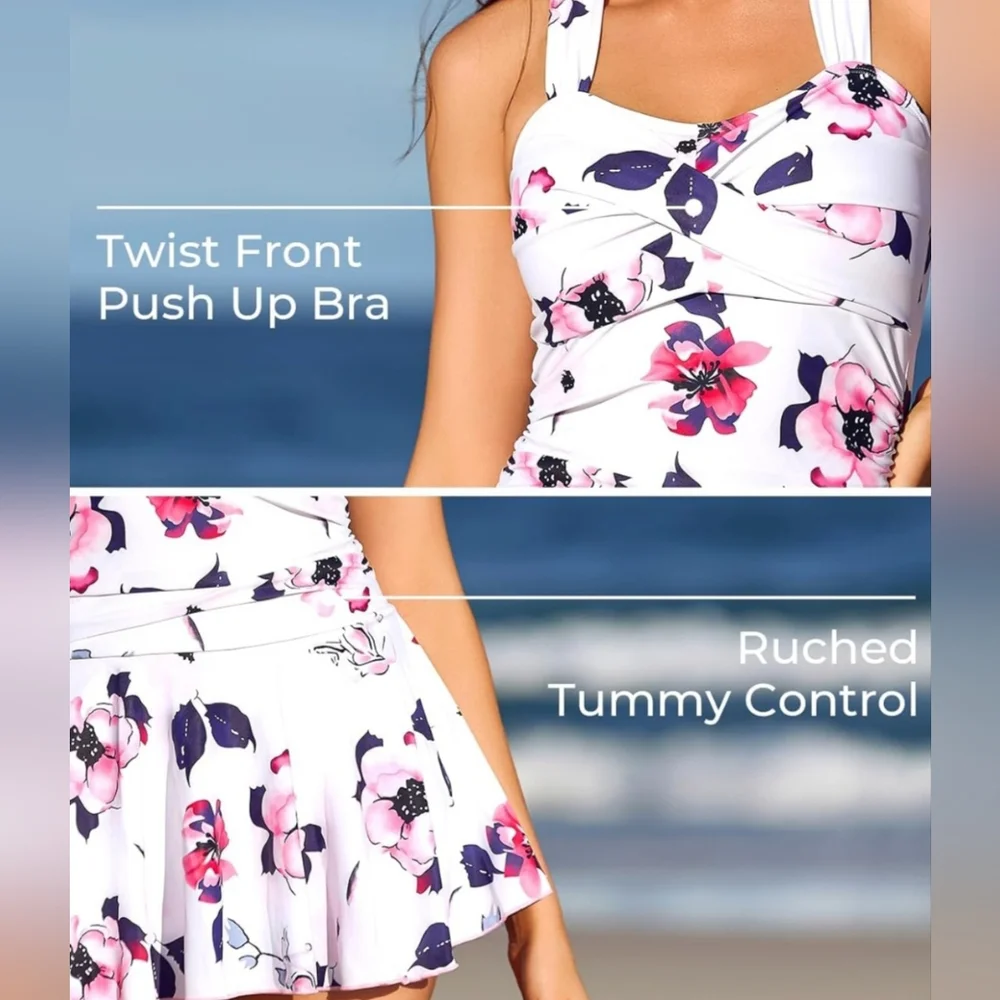 NEW! Miyang Floral Women's Swim One Piece With Built In Boyshorts.